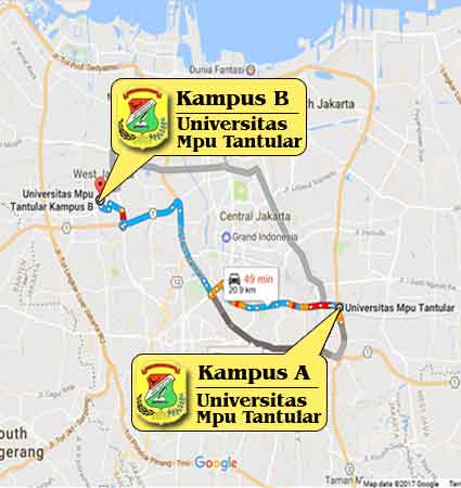 Campus Map & Location (Google Map) University of Mpu Tantular Jakarta Nomor